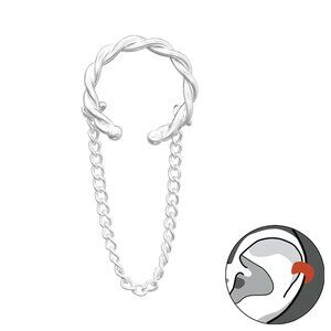 Sterling Silver Chain Twisted Cuff No Piercing Edgy Earring